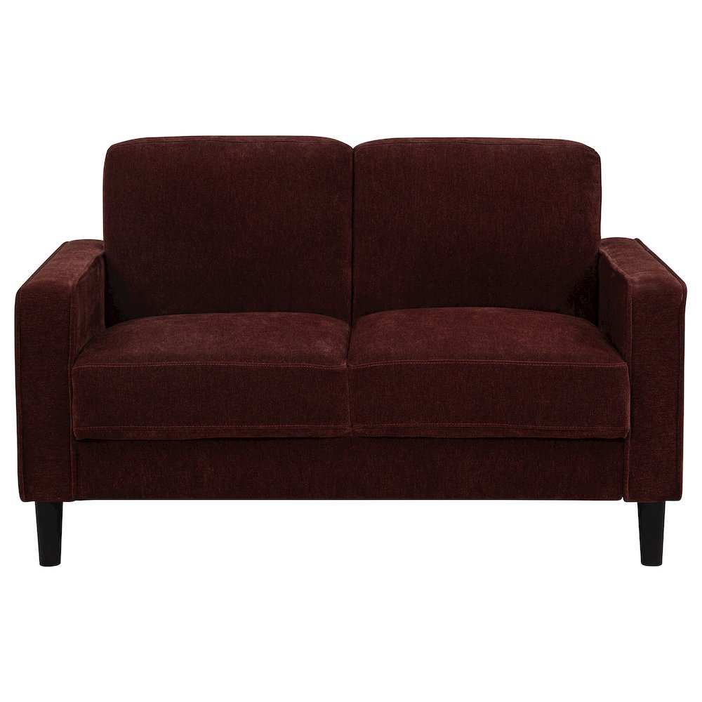 Ruth Fabric Upholstered Track Arm Loveseat Rust Red. Picture 2