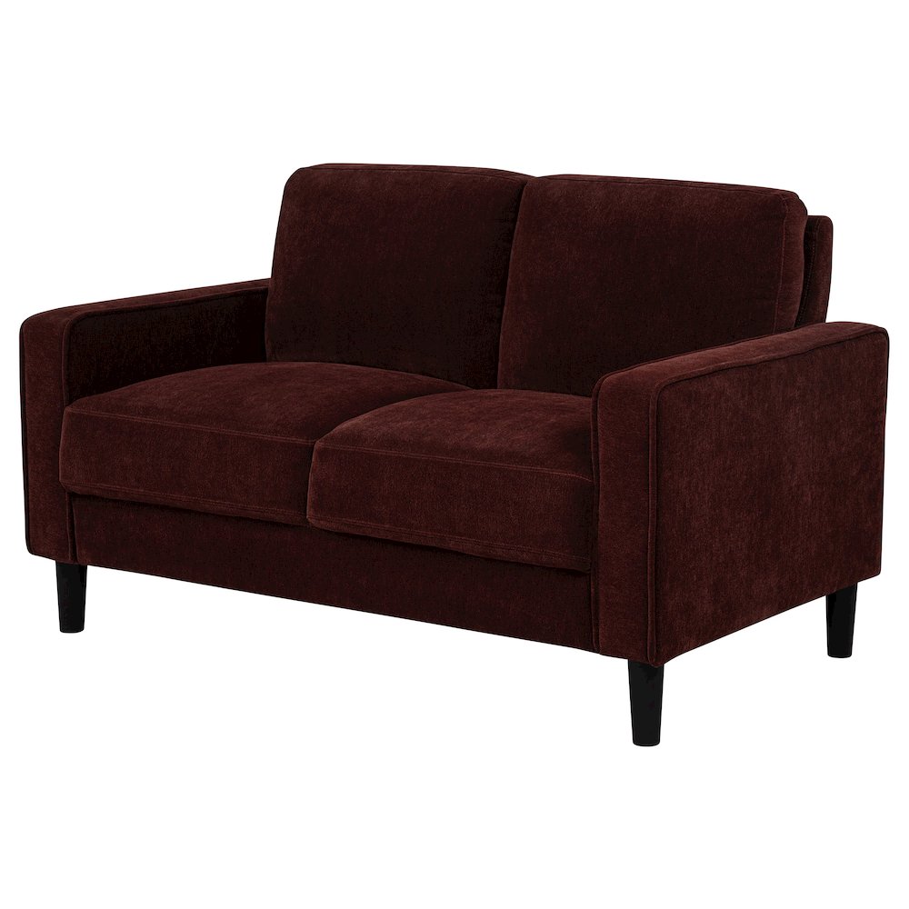 Ruth Fabric Upholstered Track Arm Loveseat Rust Red. Picture 3