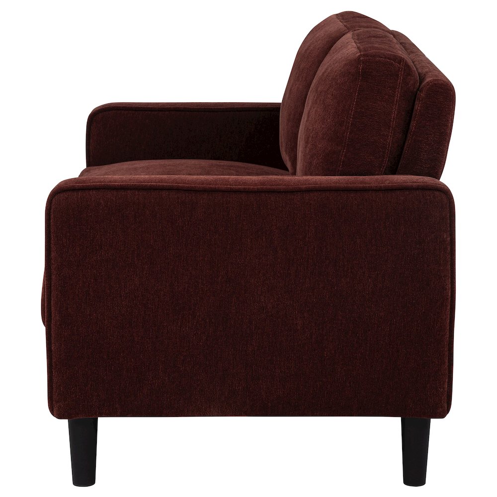 Ruth Fabric Upholstered Track Arm Loveseat Rust Red. Picture 4