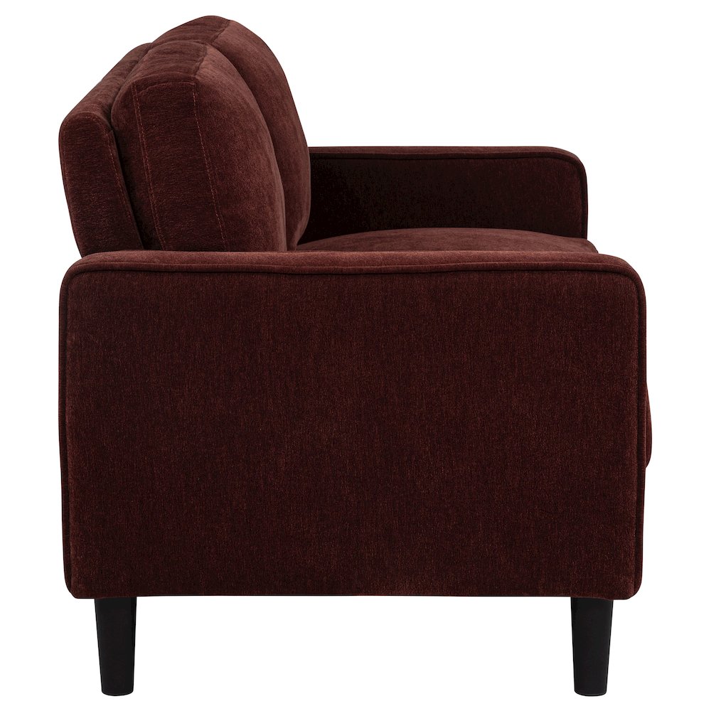 Ruth Fabric Upholstered Track Arm Loveseat Rust Red. Picture 7