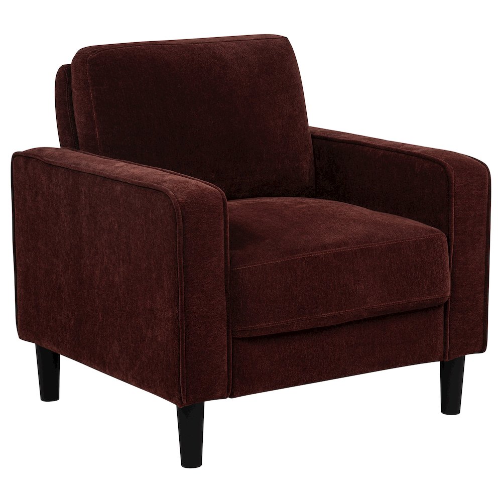 Ruth Fabric Upholstered Track Arm Accent Chair Rust Red. Picture 1
