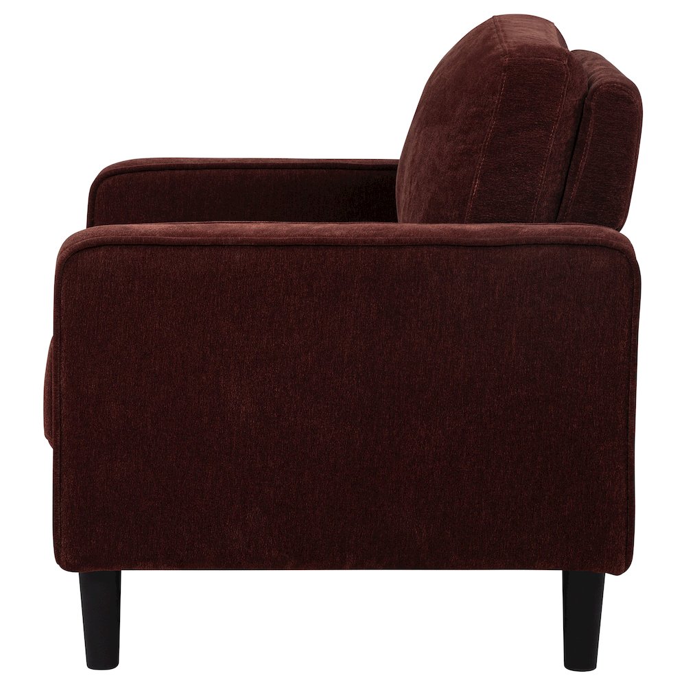 Ruth Fabric Upholstered Track Arm Accent Chair Rust Red. Picture 4