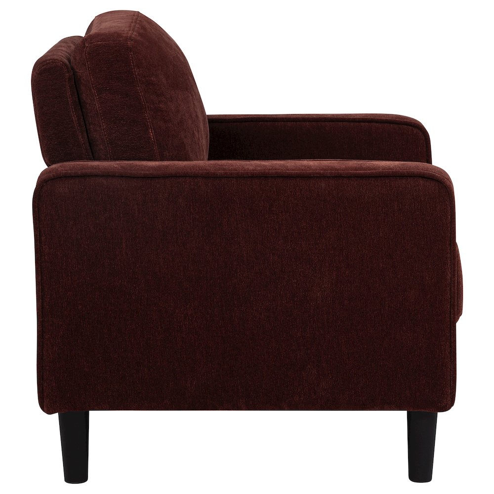 Ruth Fabric Upholstered Track Arm Accent Chair Rust Red. Picture 6
