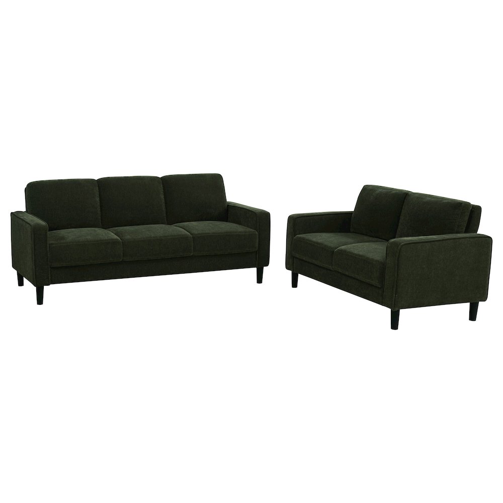 Ruth 2-piece Fabric Upholstered Track Arm Sofa Matcha Green. Picture 1