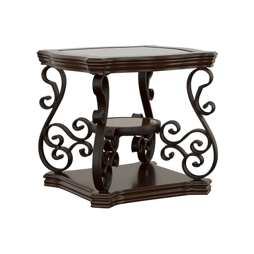 Laney 2-piece Glass Top Coffee and End Table Set Dark Merlot. Picture 3