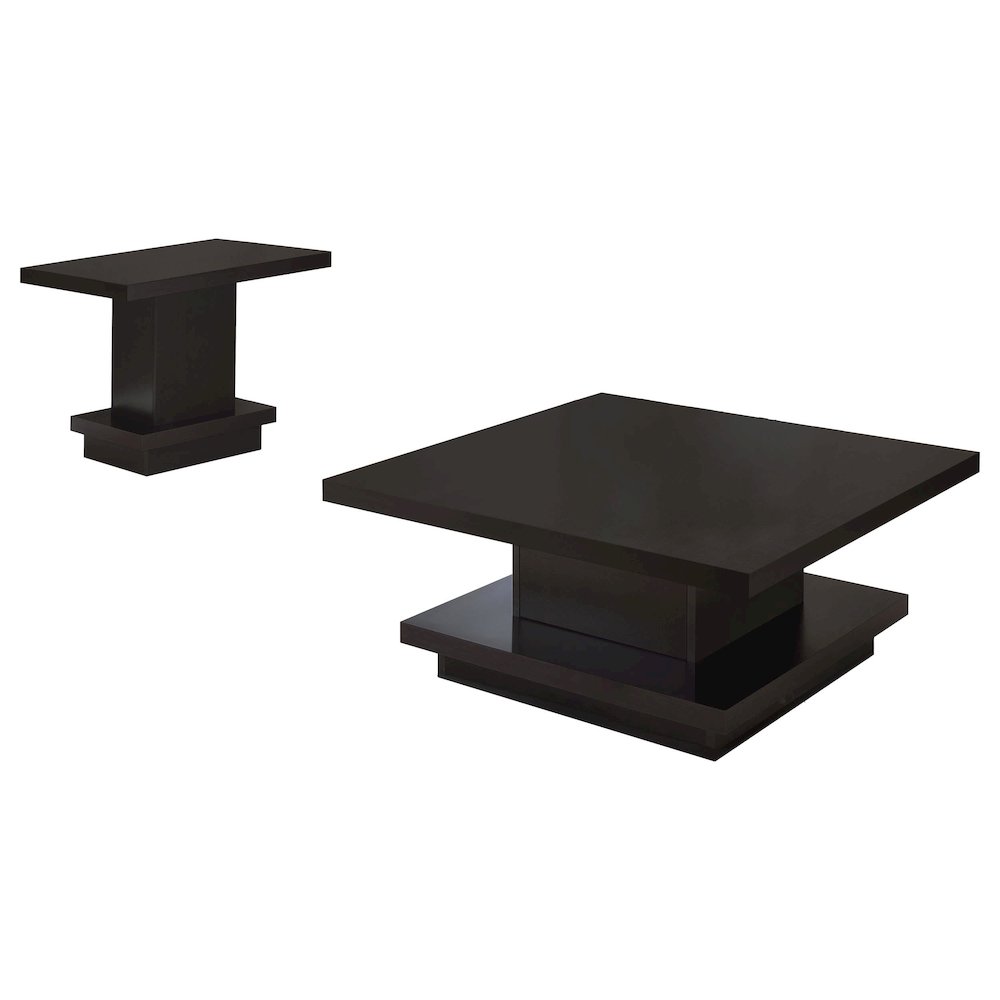 Reston 2-piece Square Coffee and End Table Set Cappuccino. Picture 1