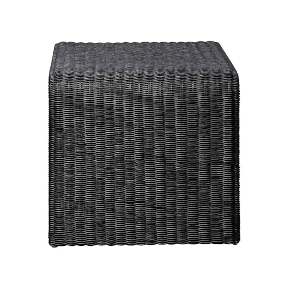 Cahya 2-piece Rattan Coffee and End Table Set Black. Picture 5