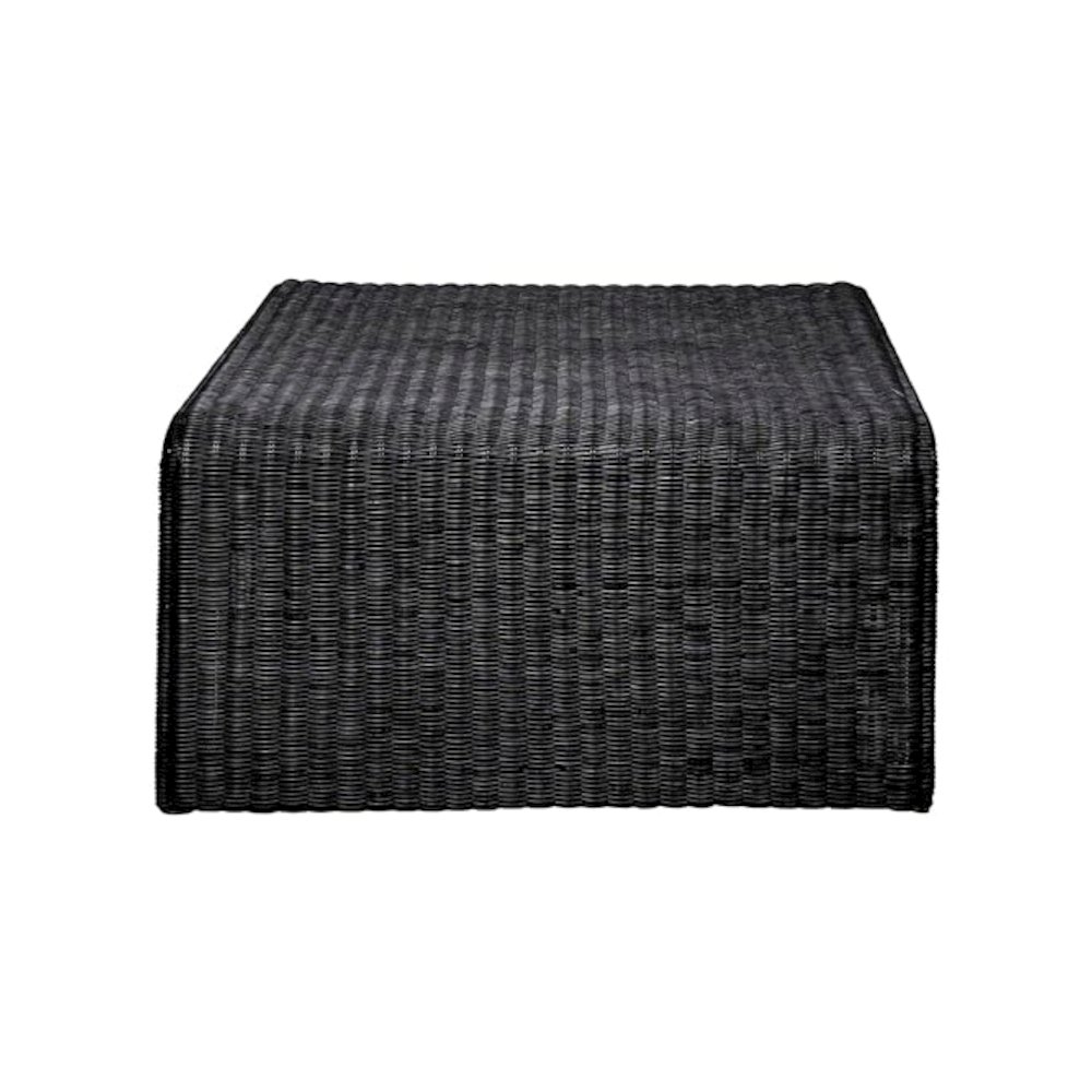 Cahya 2-piece Rattan Coffee and End Table Set Black. Picture 8