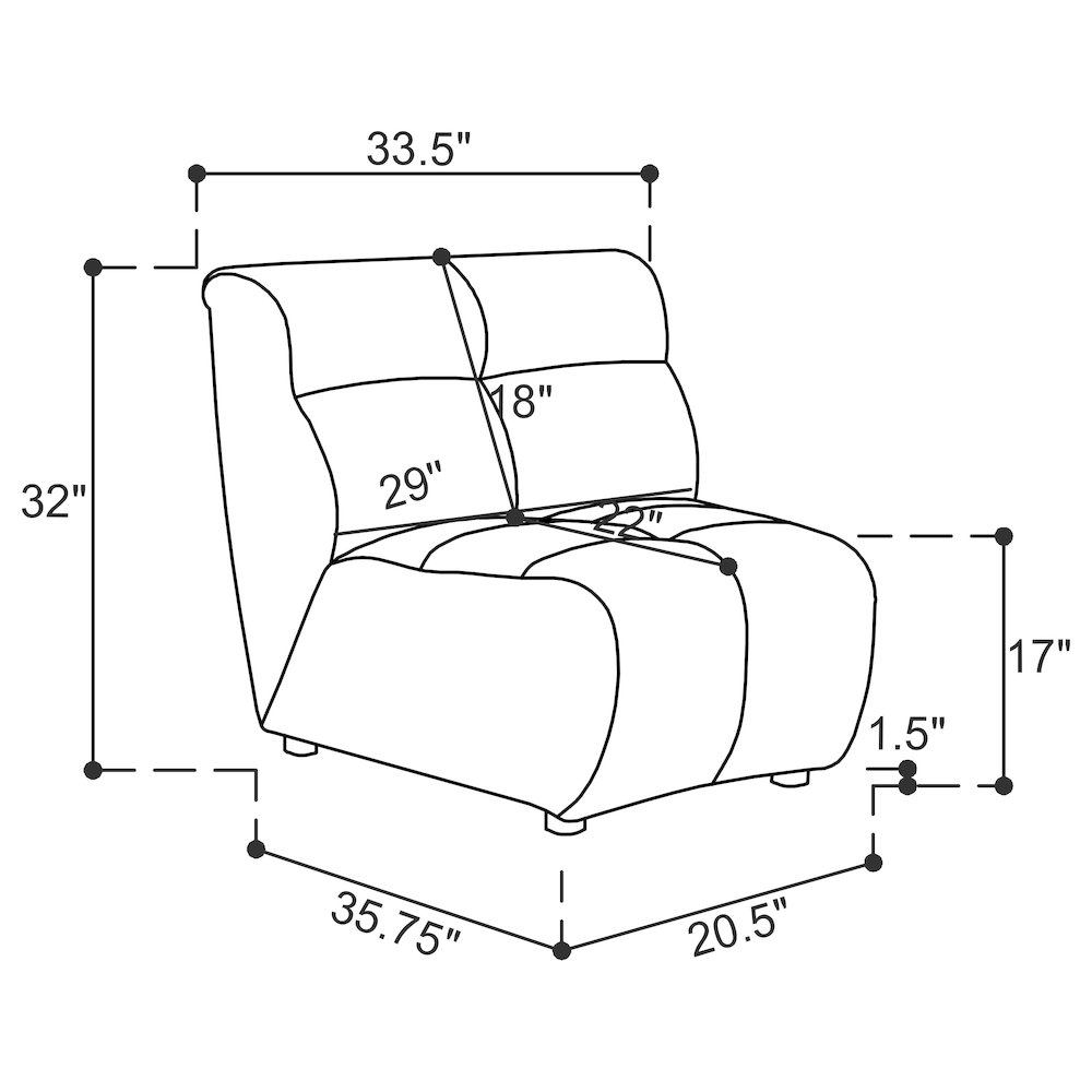 Charlotte 5-piece Upholstered Modular Sectional Sofa Ivory. Picture 15