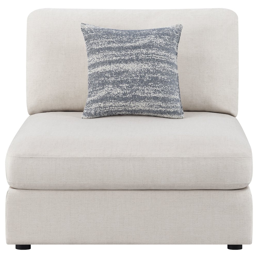 Serene Upholstered Armless Chair Beige. Picture 3