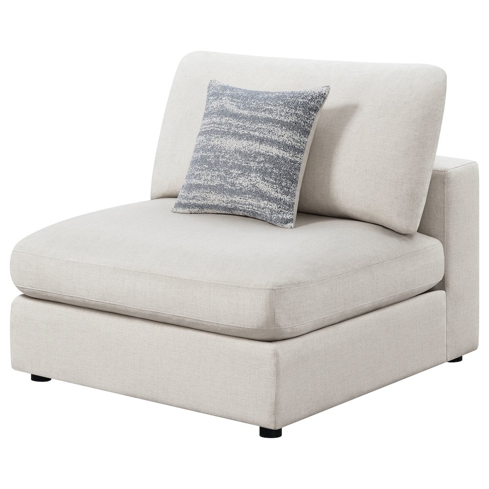 Serene Upholstered Armless Chair Beige. Picture 4