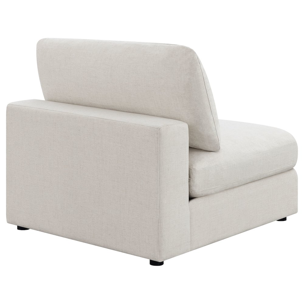 Serene Upholstered Armless Chair Beige. Picture 7