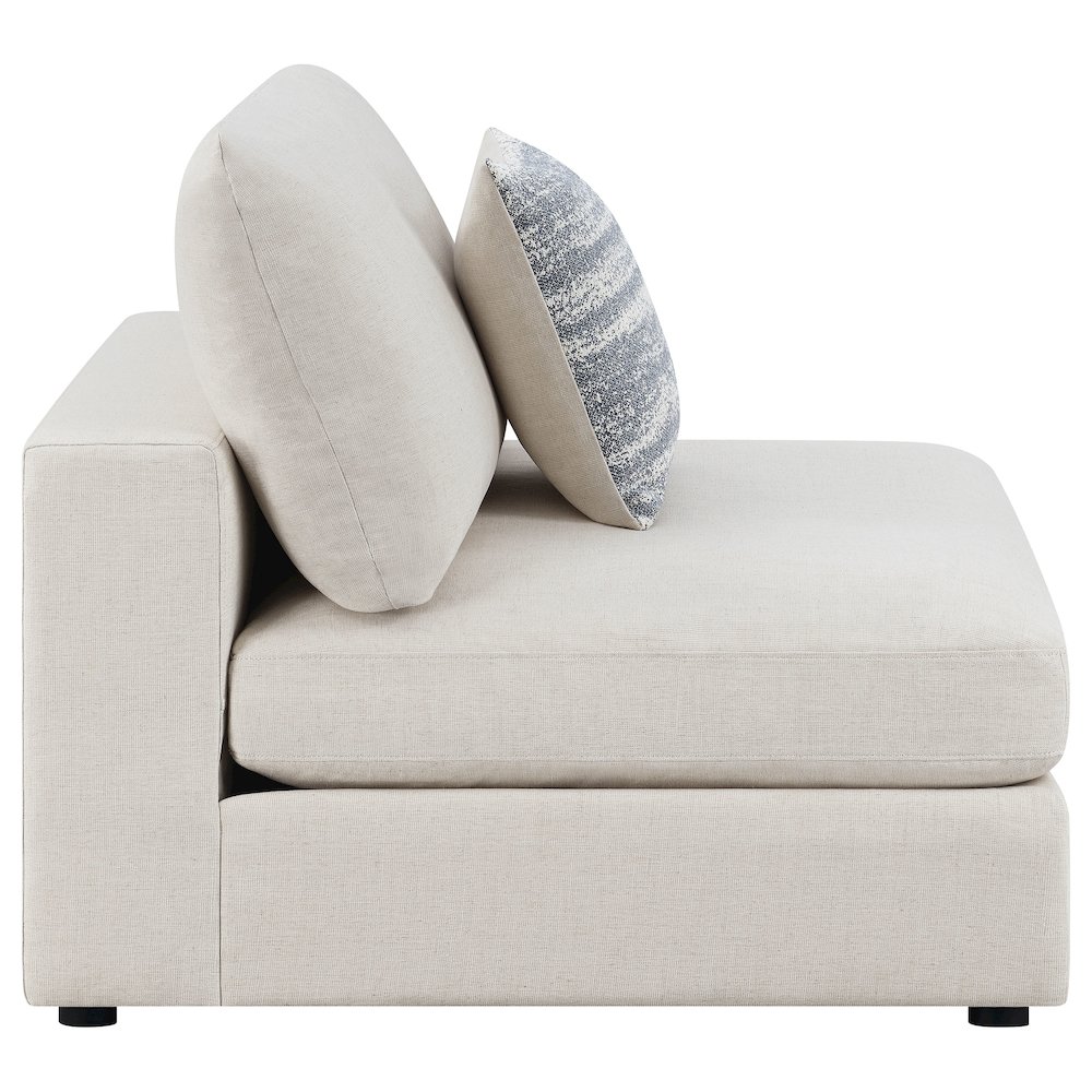 Serene Upholstered Armless Chair Beige. Picture 8