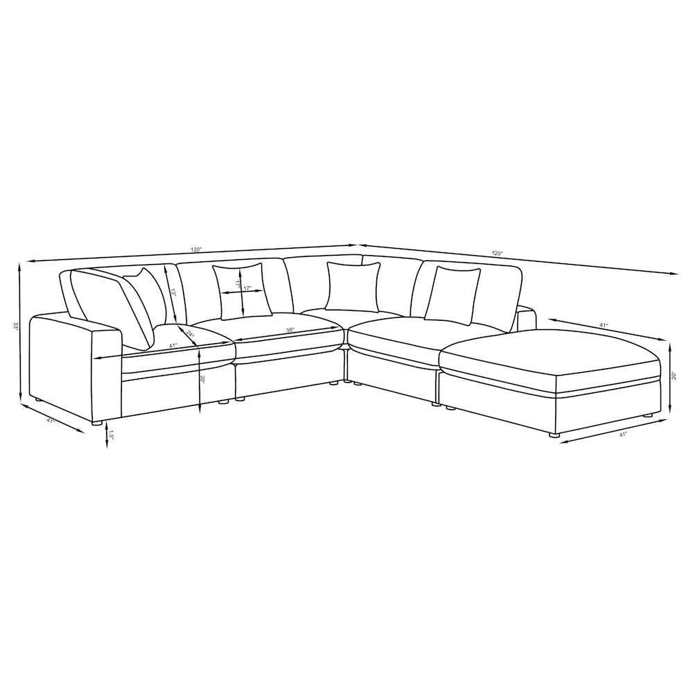 Serene 5-piece Upholstered Modular Sectional Sofa Beige. Picture 14