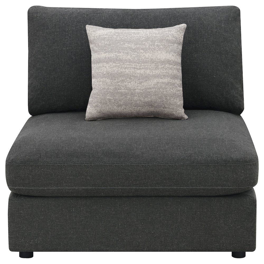 Serene Upholstered Armless Chair Charcoal. Picture 3