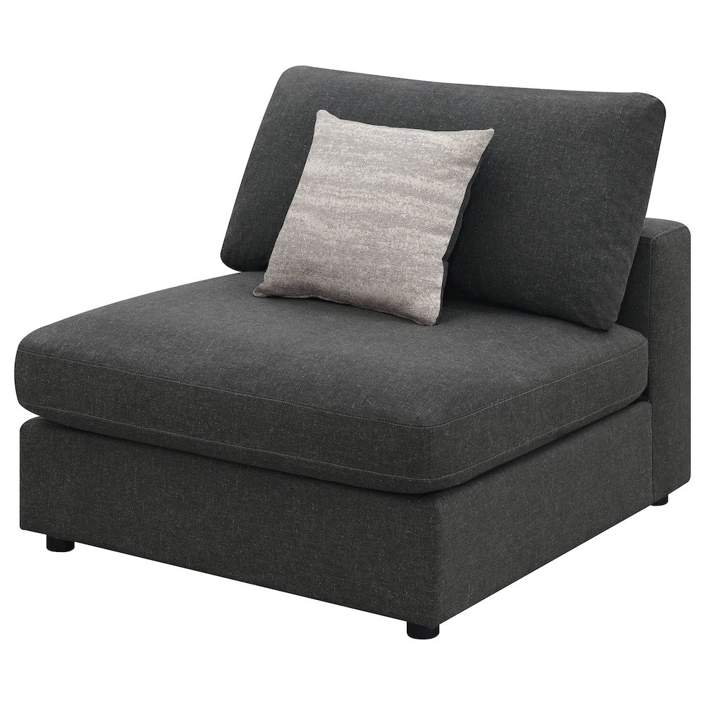 Serene Upholstered Armless Chair Charcoal. Picture 4