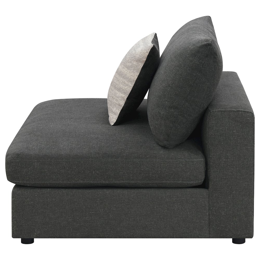 Serene Upholstered Armless Chair Charcoal. Picture 5