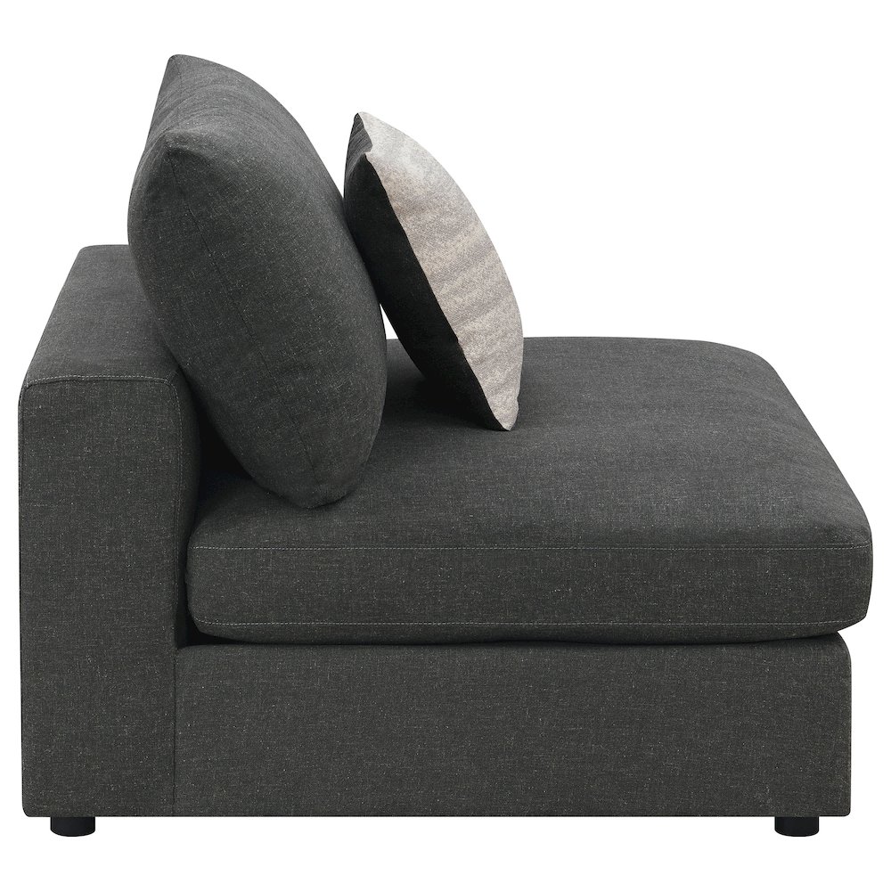 Serene Upholstered Armless Chair Charcoal. Picture 8