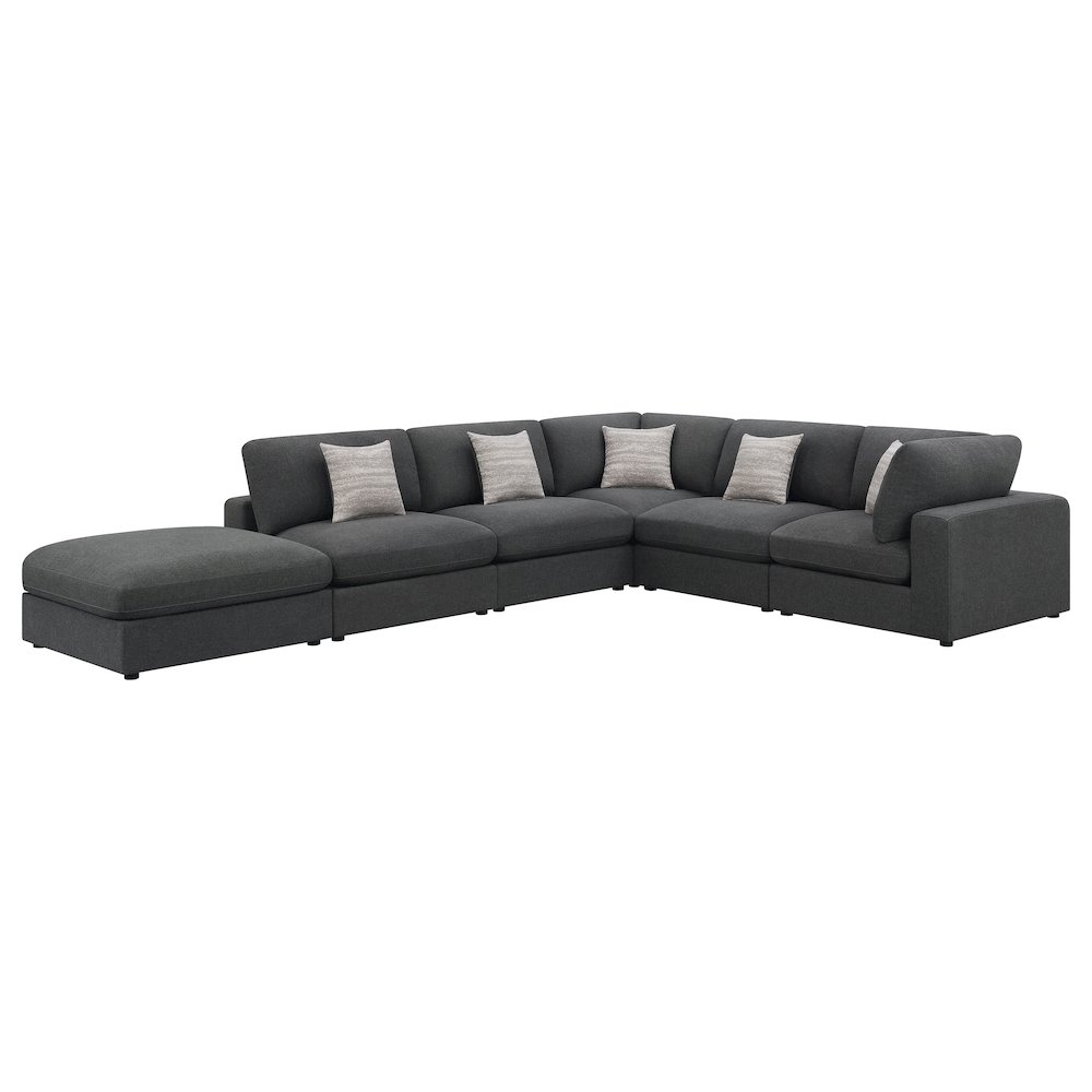 Serene 6-piece Upholstered Modular Sectional Sofa Charcoal. Picture 1