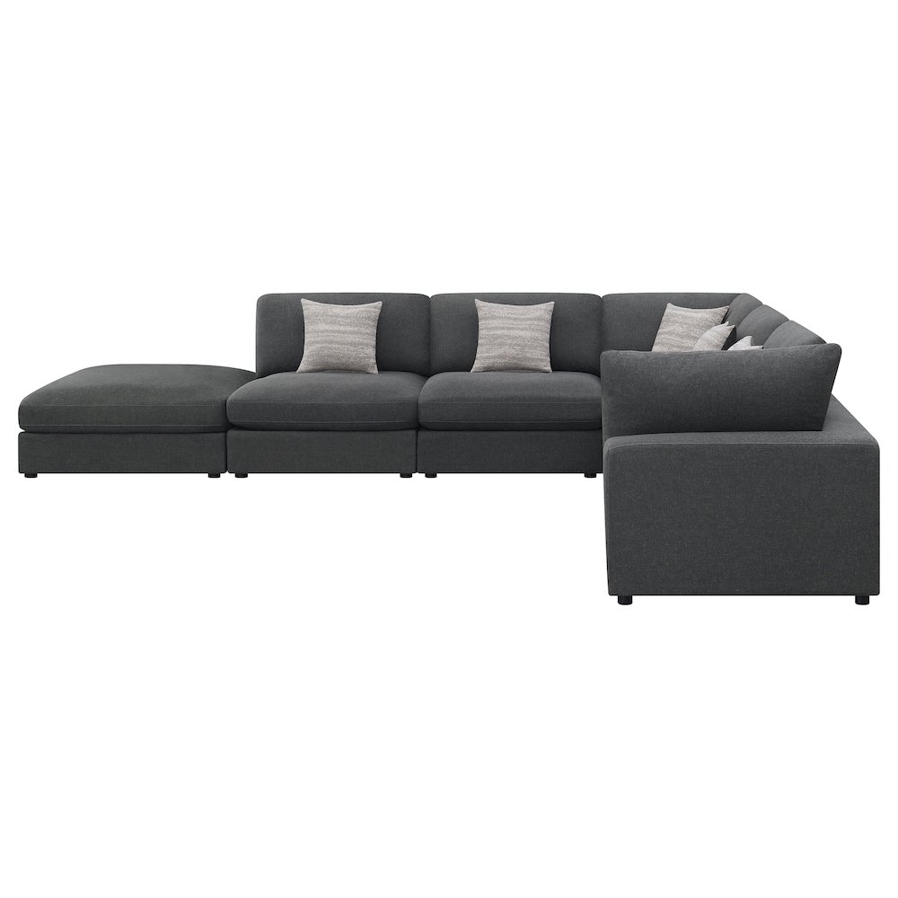 Serene 6-piece Upholstered Modular Sectional Sofa Charcoal. Picture 3