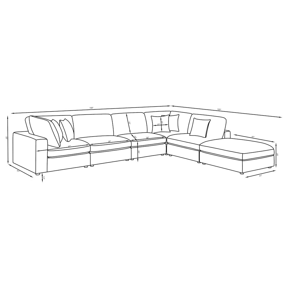 Serene 6-piece Upholstered Modular Sectional Sofa Charcoal. Picture 14