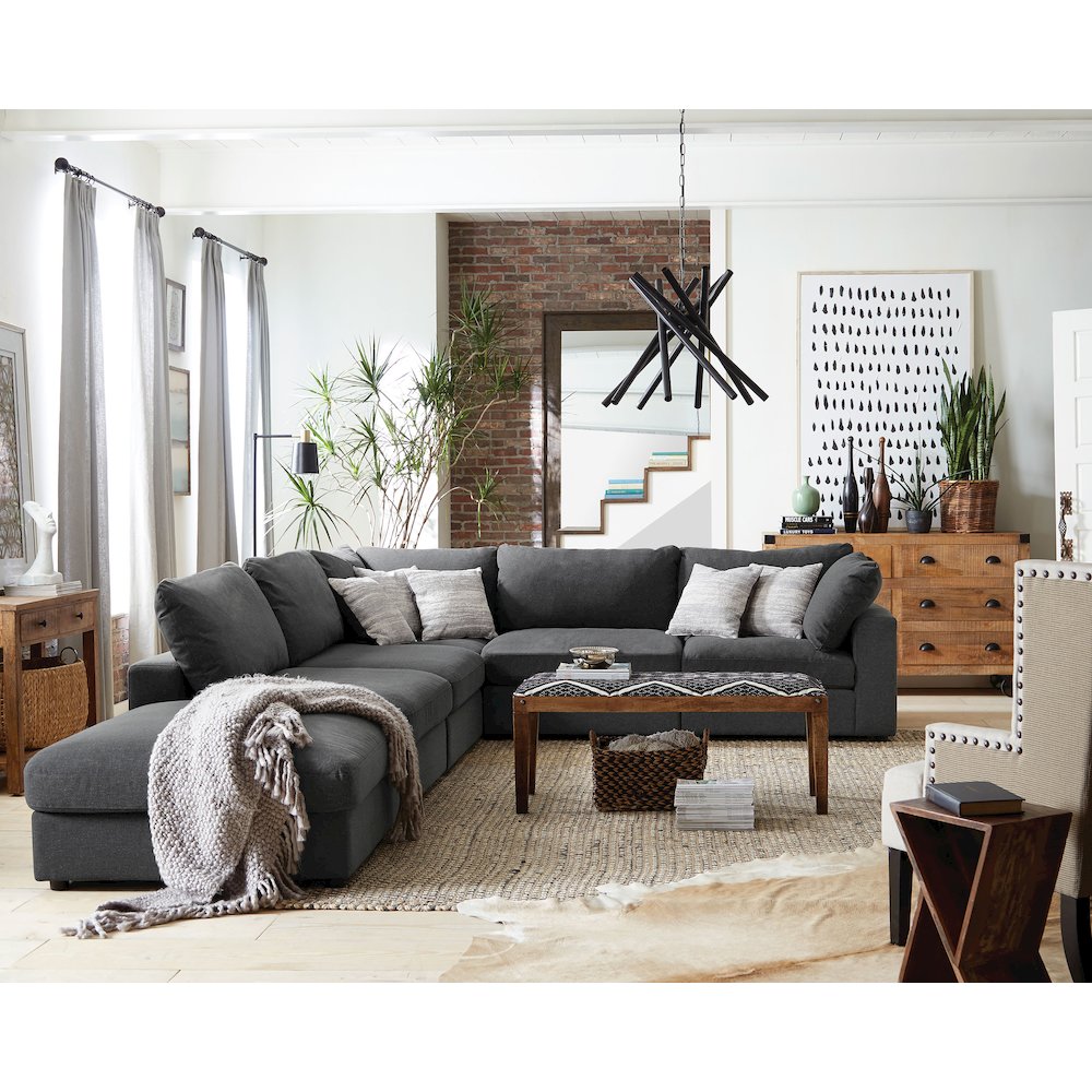 Serene 4-piece Upholstered Modular Sectional Sofa Charcoal. Picture 12