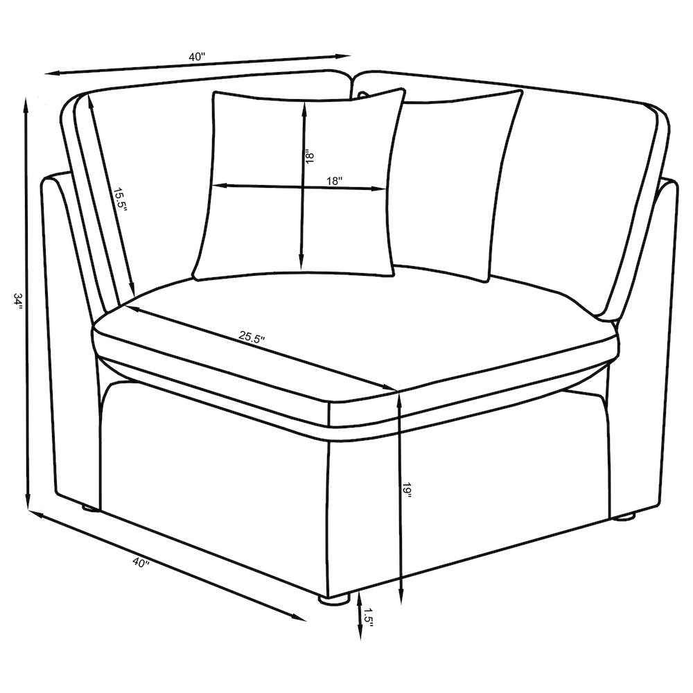 Hobson 5-piece Upholstered Modular Sectional Sofa Ivory. Picture 8