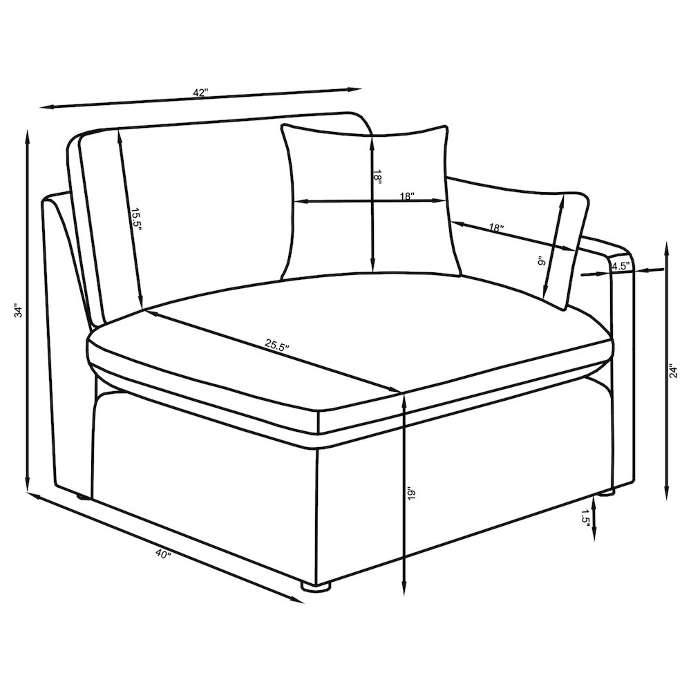 Hobson 5-piece Upholstered Modular Sectional Sofa Ivory. Picture 10
