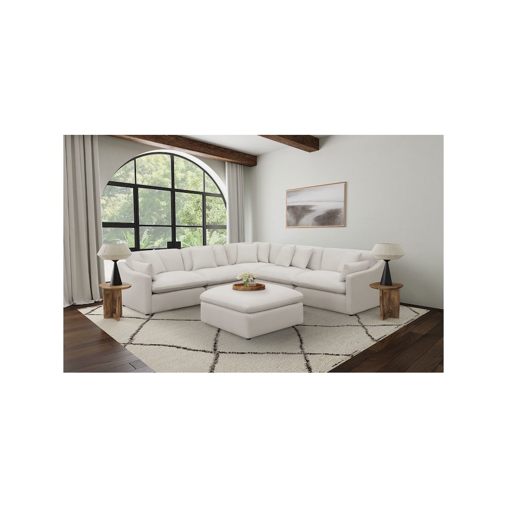 Hobson Square Upholstered Ottoman Ivory. Picture 4