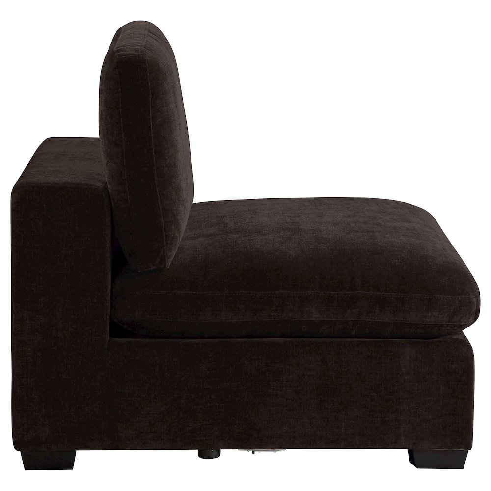 Lakeview Upholstered Armless Chair Dark Chocolate. Picture 5