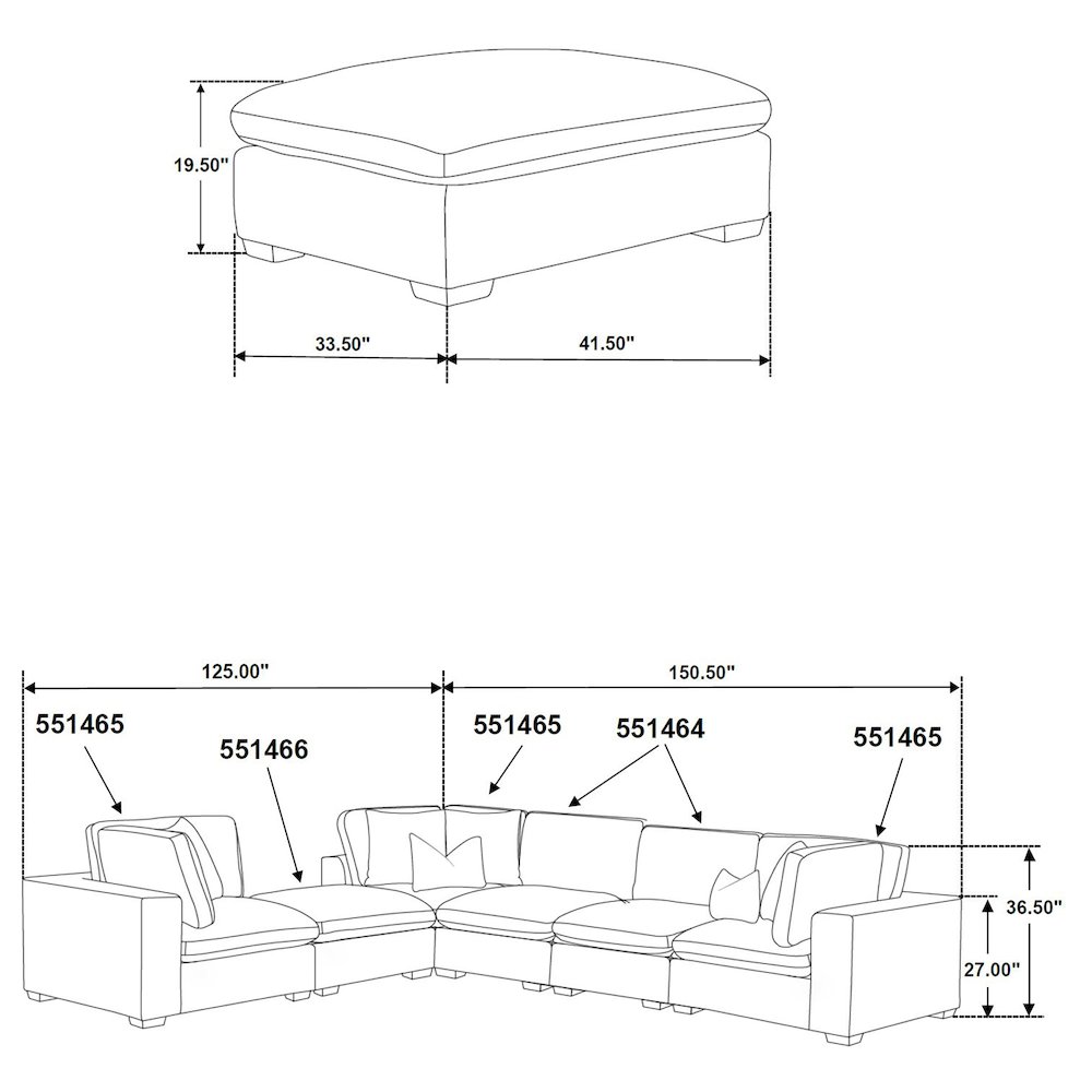 Lakeview Rectangular Upholstered Ottoman Dark Chocolate. Picture 6