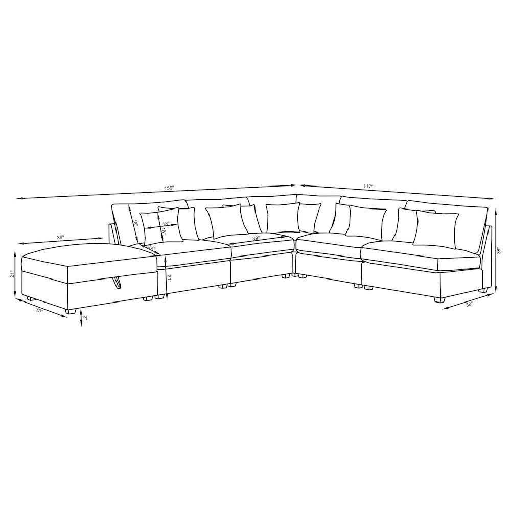 Cambria 6-piece Upholstered Modular Sectional Sofa Grey. Picture 11