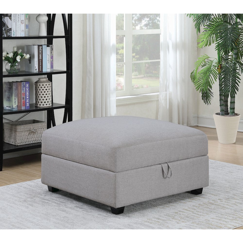 Cambria Square Upholstered Storage Ottoman Grey. Picture 5