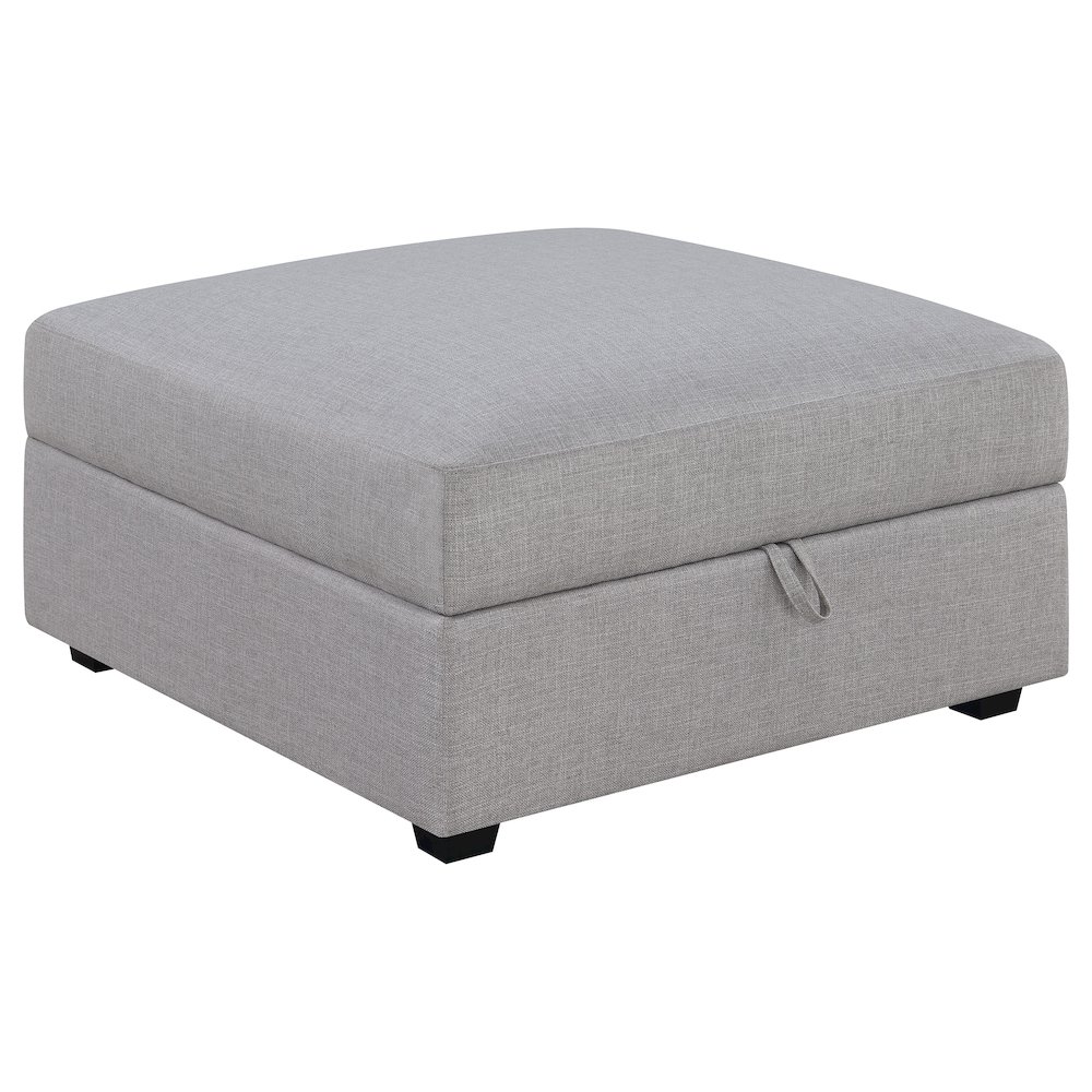 Cambria Square Upholstered Storage Ottoman Grey. Picture 1