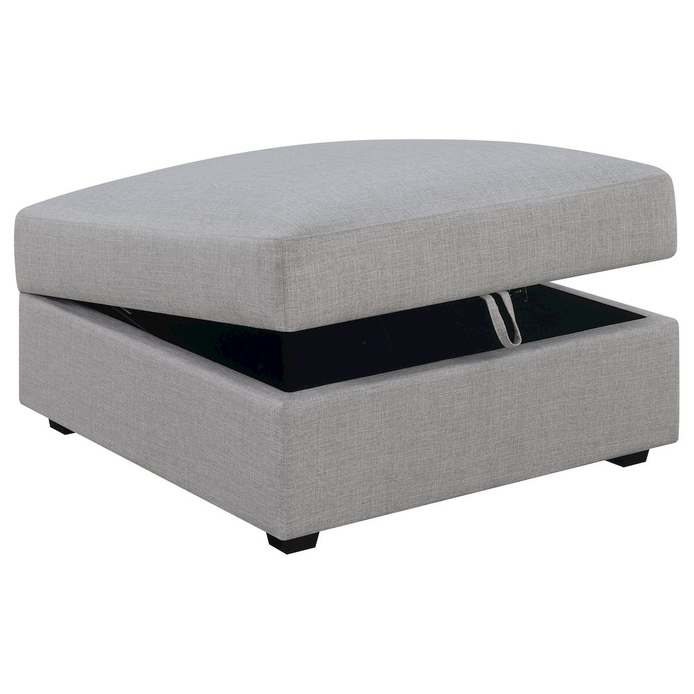 Cambria Square Upholstered Storage Ottoman Grey. Picture 3