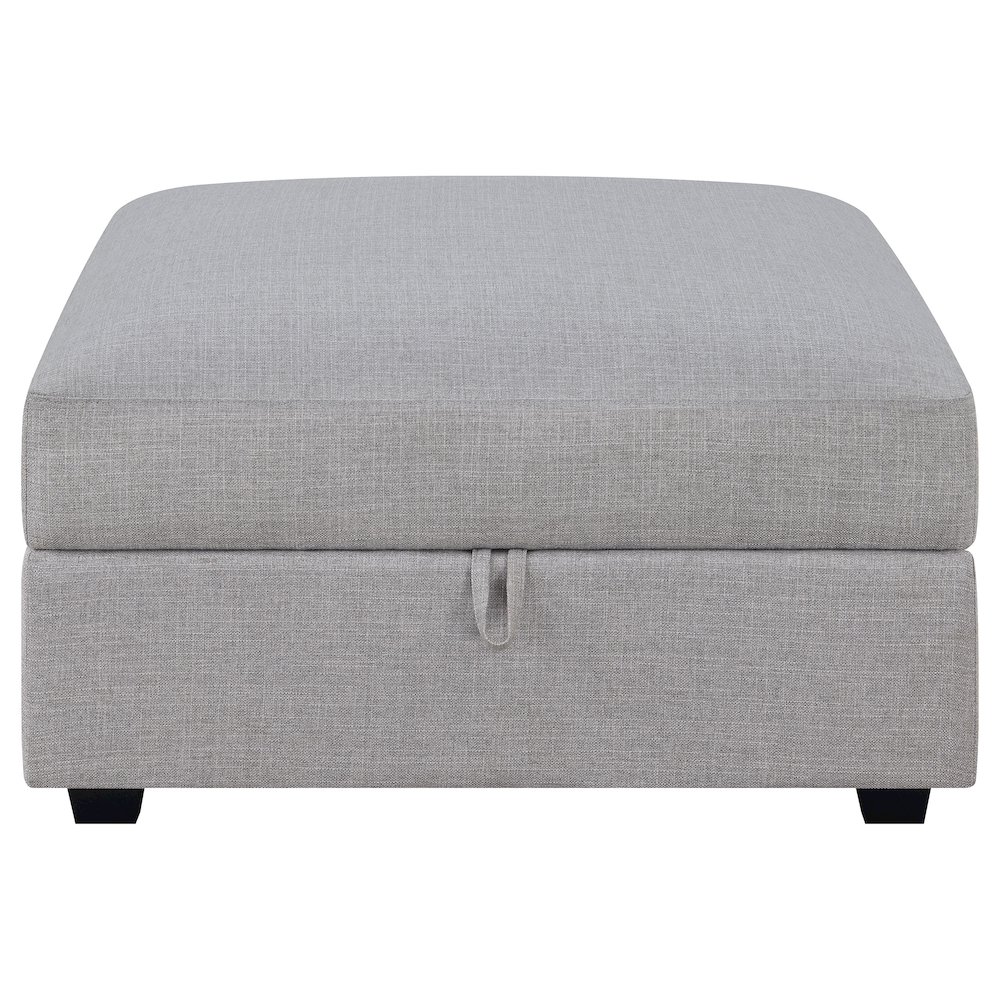Cambria Square Upholstered Storage Ottoman Grey. Picture 4
