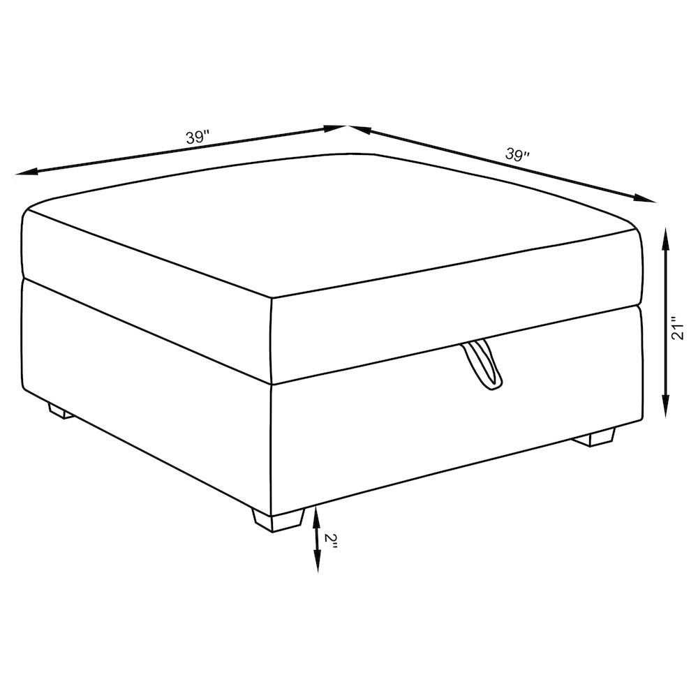 Cambria Square Upholstered Storage Ottoman Grey. Picture 7