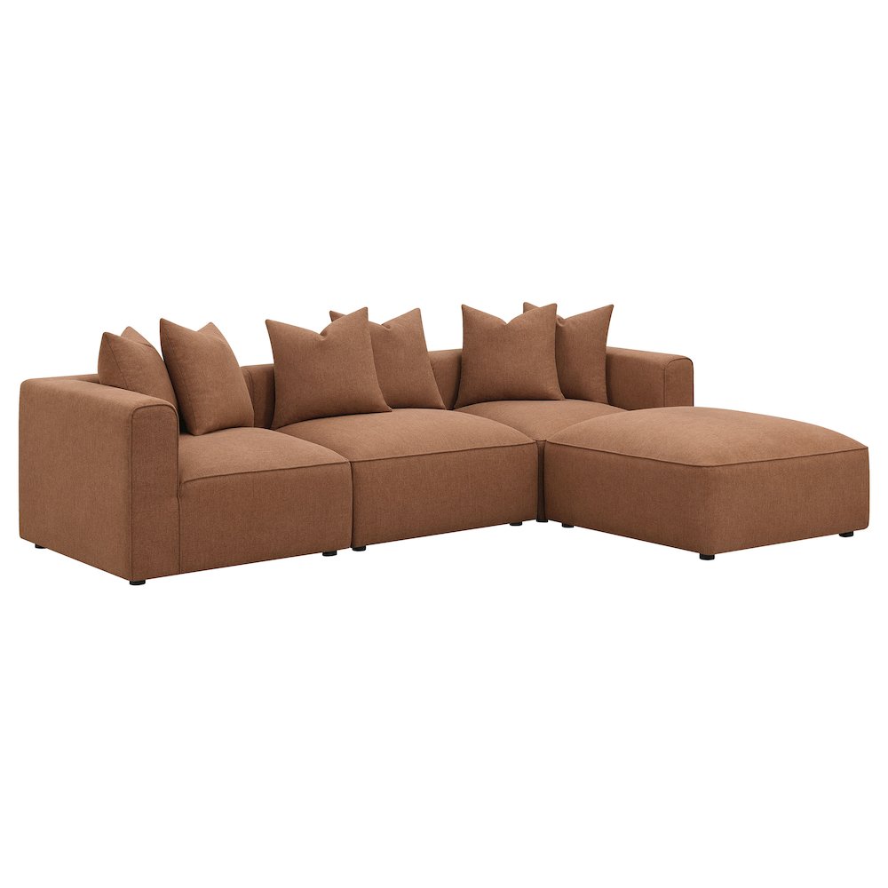 Jennifer Square Upholstered Ottoman Terracotta. Picture 4