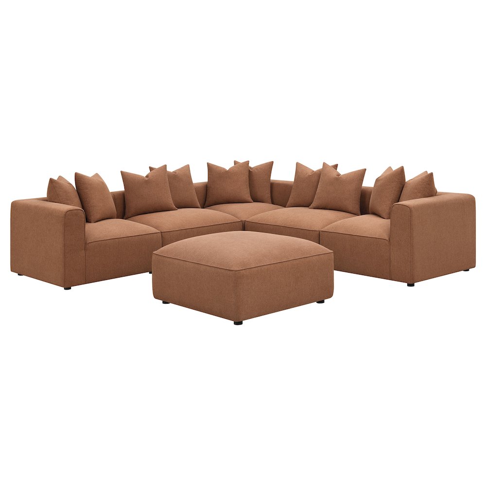 Jennifer Square Upholstered Ottoman Terracotta. Picture 6
