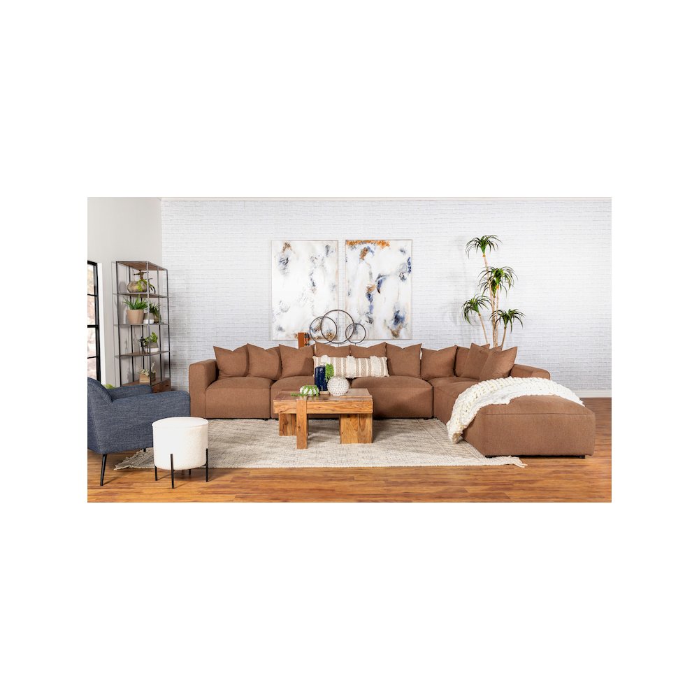 Jennifer Square Upholstered Ottoman Terracotta. Picture 9