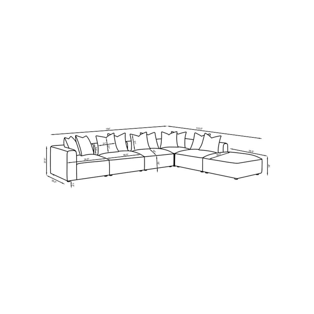 Jennifer 6-piece Upholstered Modular Sectional Grey. Picture 14