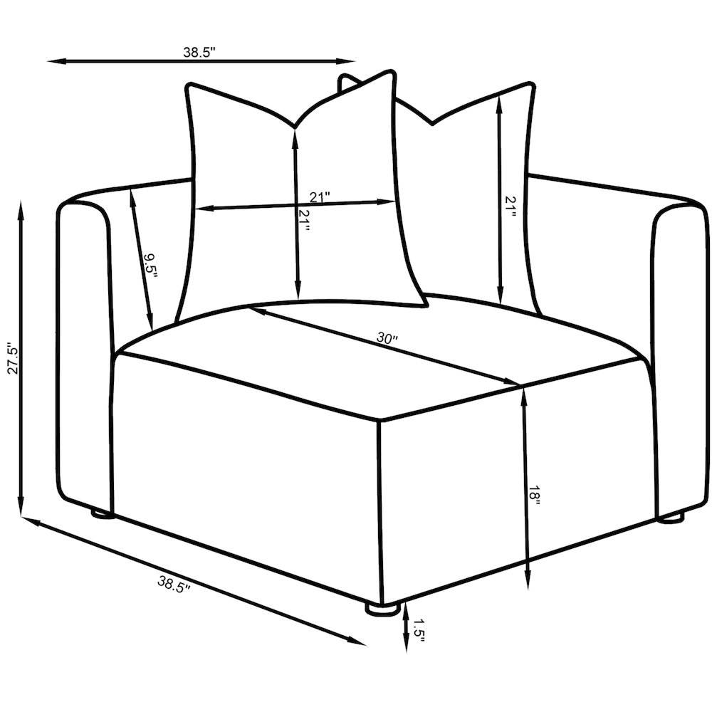 Jennifer Upholstered Corner Chair Grey. Picture 13