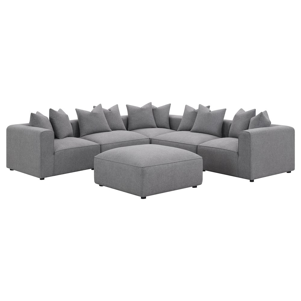 Jennifer Square Upholstered Ottoman Grey. Picture 6