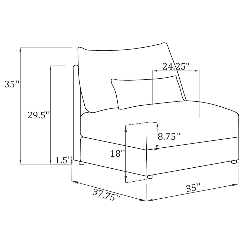 Sasha Upholstered Armless Chair Barely Black. Picture 16