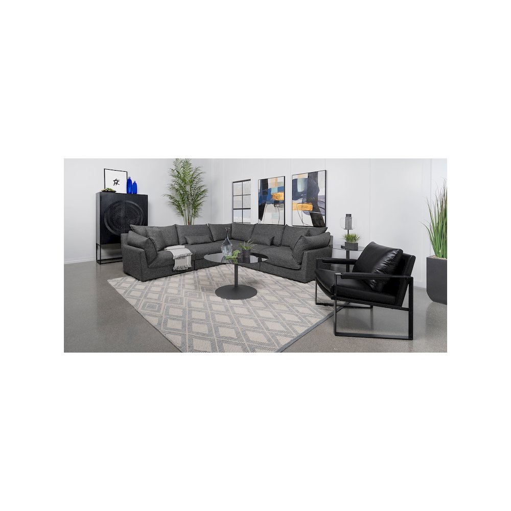 Sasha Upholstered Corner Chair Barely Black. Picture 13