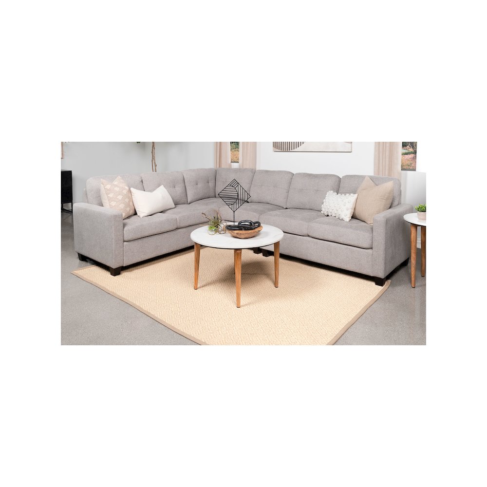 Georgina Upholstered Corner Chair Steel Beige. Picture 5