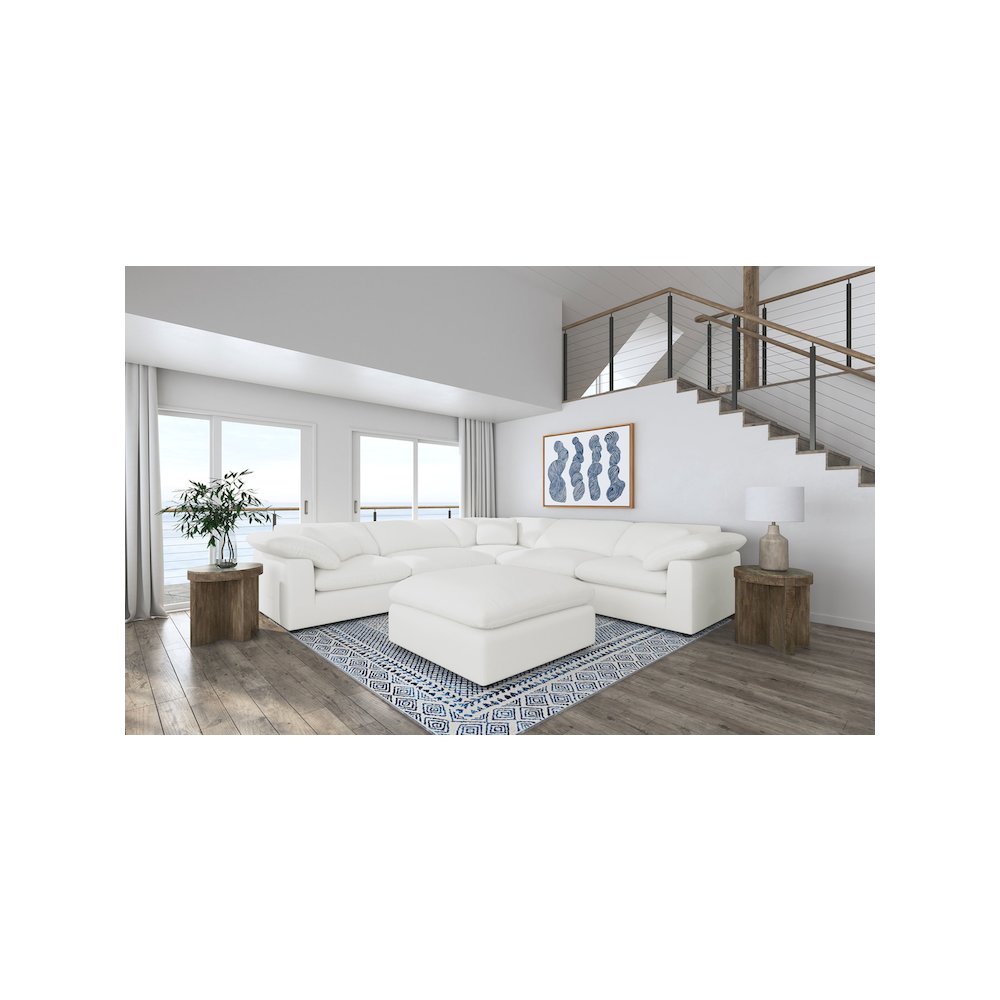 Raleigh Boucle Upholstered Ottoman Ivory. Picture 7