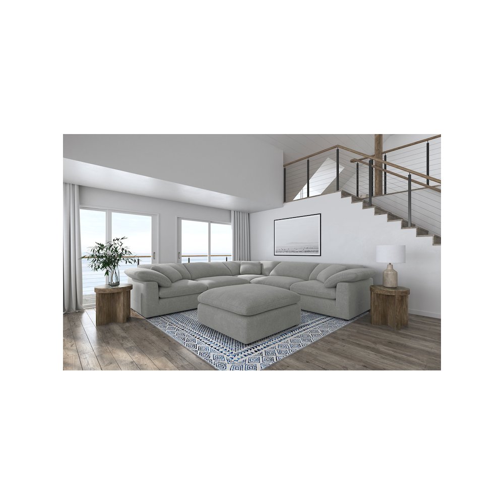Raleigh Boucle Upholstered Ottoman Grey. Picture 7