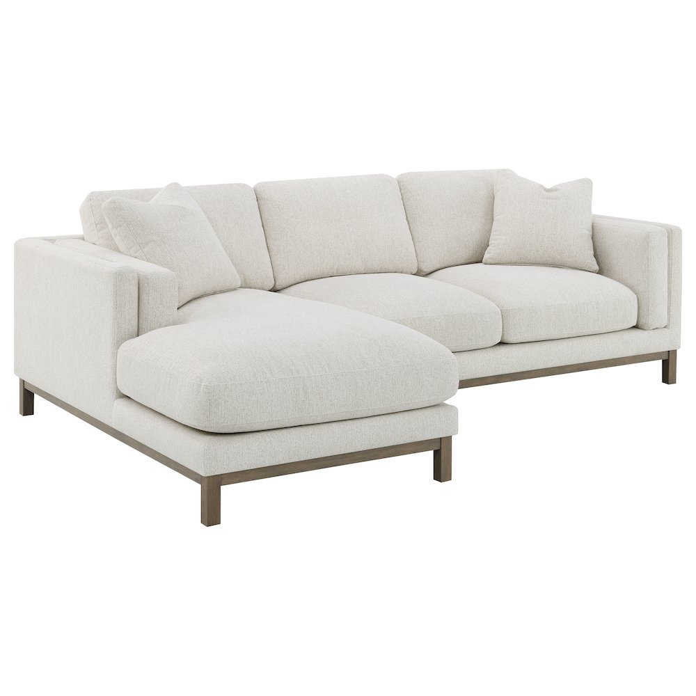 Geneva Boucle Upholstered Sectional Chaise Sofa Sand. Picture 1