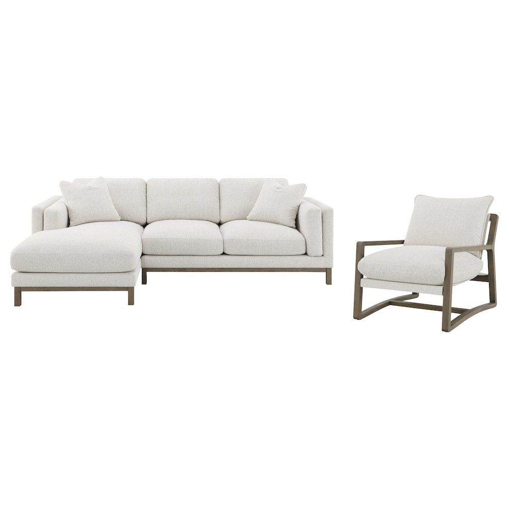 Geneva Boucle Upholstered Sectional Chaise Sofa Sand. Picture 16